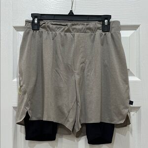 Lululemon Beige Athletic Shorts with Black Waistband